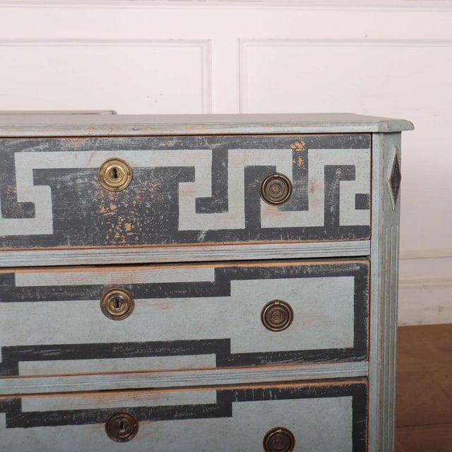 Interesting pair of Swedish 19th C pine painted commodes. 1880 This piece is designed in the style of the selected...