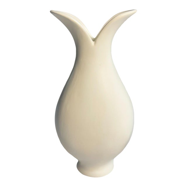 1990s Eva Zeisel Organic Form Earthenware Vase in White Glaze For Sale