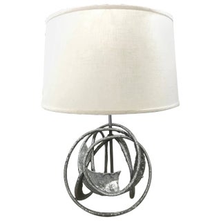 Marcello Fantoni Style Brutalist Chrome Sculpture Lamp For Sale