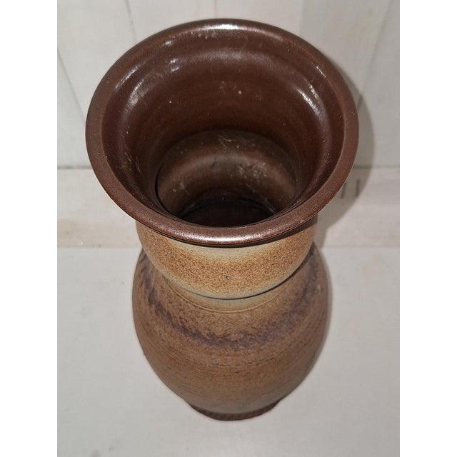 Vintage Ceramic Beige Brown Vase, 1970s For Sale - Image 3 of 5