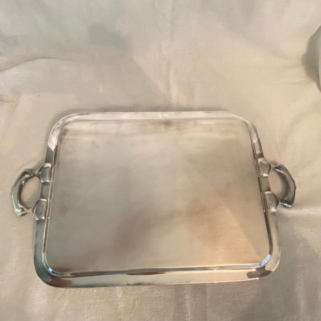 Manning Bowman & Co. Silver Plated Manning Bowman and Company Monogrammed Serving Tray by Meriden, Connecticut For Sale - Image 4 of 11