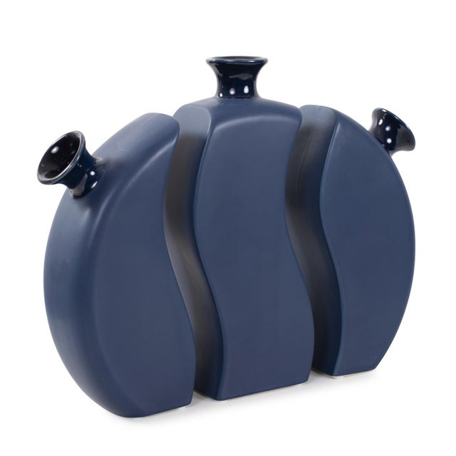 Delft Blue 3 Piece Floral Vase For Sale - Image 10 of 11