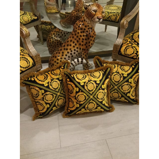 Italian Style Custom Made Gold and Black Pillows - Set of 3 For Sale - Image 4 of 13