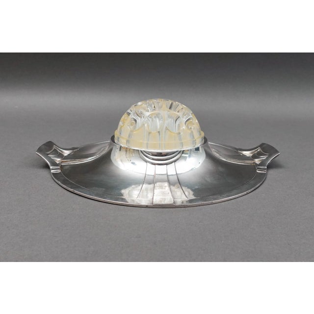 Christofle France Art Nouveau Gallia Silver Plate Flower Frog Dish Tray 6013. Measures approximately 10 1/2" long, 9 1/2"...
