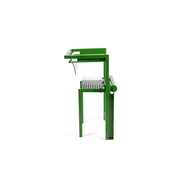 Robert Whitton one off aluminum chair circa late 1980's. This example has been newly powder coated in green and features a...
