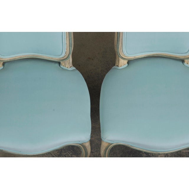 Baker Furniture French Provincial Louis XV Style Painted Dining Chairs W/ Mint Velvet - Set of 6 For Sale In New York - Image 6 of 11