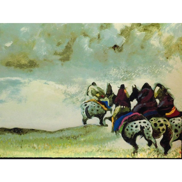 Earl Biss "Three Riders With Hat Man" Hand Signed Landscape Framed #65/140 For Sale In Denver - Image 6 of 8