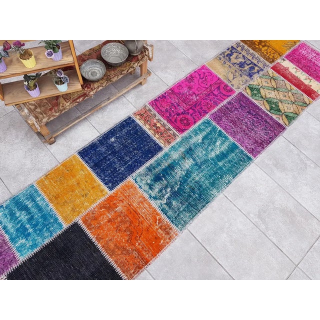 Blue Home Living Vintage Runner Carpet For Sale - Image 8 of 10