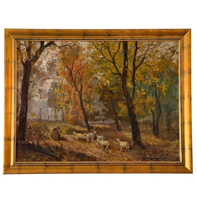 Antique Jeno Dukai Takach Hungarian Oil Painting of Sheep in a Landscape For Sale In Los Angeles - Image 6 of 7