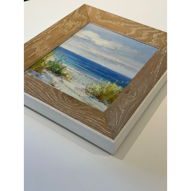 Serene Ocean Beach Pathway Scene Oil Painting by H. Cole (Framed) For Sale - Image 4 of 5