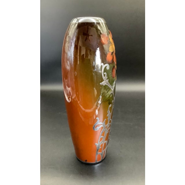 Brown 1910s Louwelsa Weller Silver Overlay Vase, Unsigned For Sale - Image 8 of 9