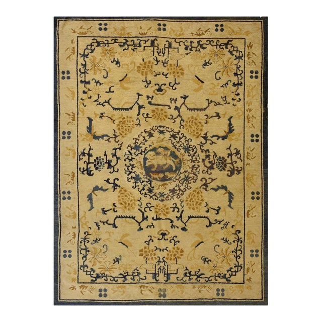 19th Century Chinese Ningxia Carpet ( 4' 10" x 6' 6" - 147 x 198 cm ) For Sale