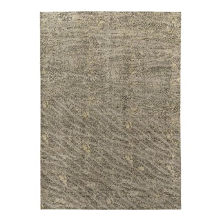 Rug & Kilim’s Distressed Style Abstract Rug in Beige-Brown Geometric Pattern For Sale