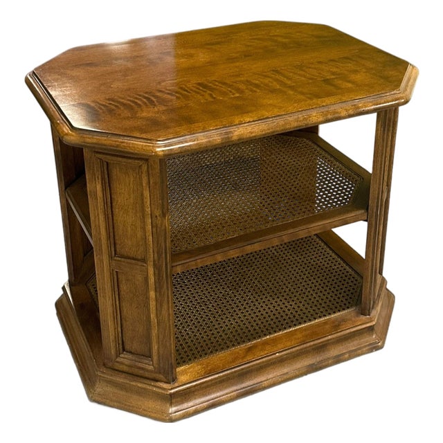 Late 20th Century Ethan Allen Caned Manor Side Table For Sale