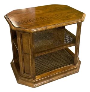 Late 20th Century Ethan Allen Caned Manor Side Table