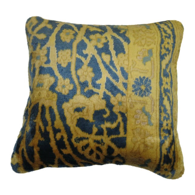 Mid 19th Century Indian Silk Rug Pillow For Sale