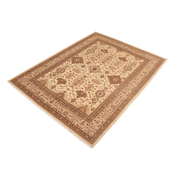 Shabby Chic Shabby Chic Ziegler Mario Ivory Tan Hand-Knotted Wool Rug - 8'4'' X 10'2'' For Sale - Image 3 of 8