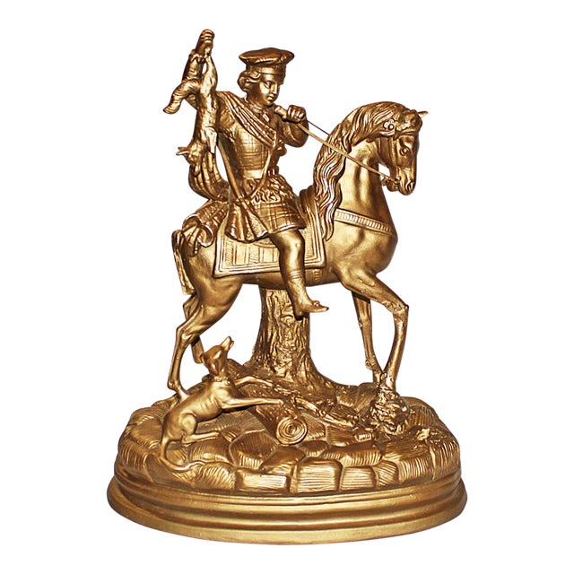 Hollywood Regency Gilded Terracotta Figurine For Sale