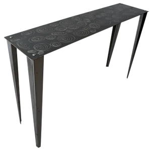 Vintage American Postmodern Steel Console Table with Spiral Squiggle Design, 1980s