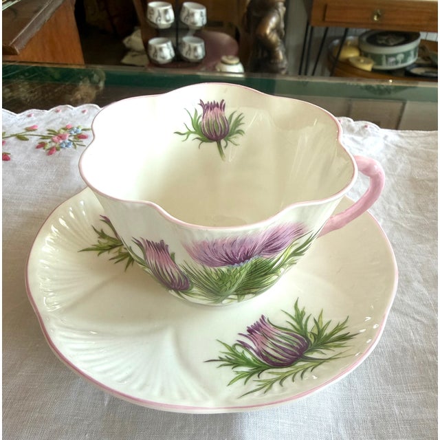Shelley, English Porcelain Spring Flowers Set of 6 Teacups & Saucers For Sale - Image 11 of 15
