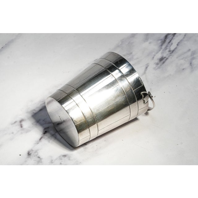 Charming Antique English Silverplate Ice Bucket Novelty Coopered Pail Original Strainer Edwardian Barware Home Decor For Sale - Image 16 of 18
