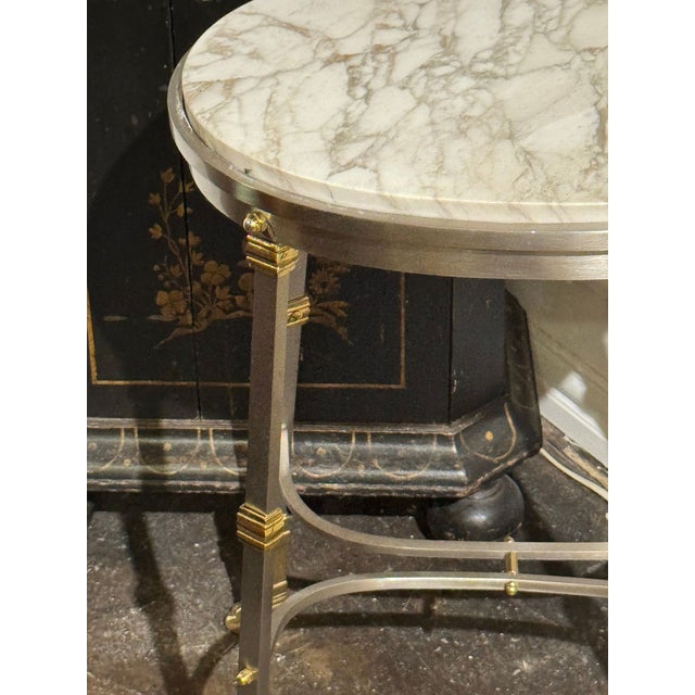 Vintage French Maison Jansen Steel Side Table For Sale - Image 4 of 7