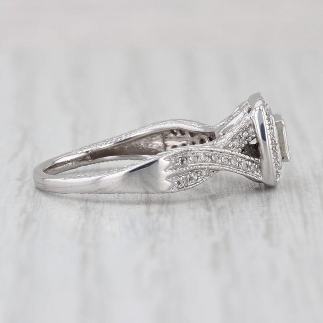 2010s 0.26ctw Princess Diamond Halo Engagement Ring 14k White Gold Size 7 For Sale - Image 5 of 8