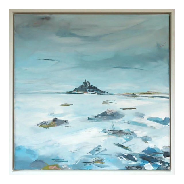 Contemporary 'St Michael's' Original British Coastal Landscape Acrylic Painting by British Artist Nicky Knill Jones, Framed For Sale