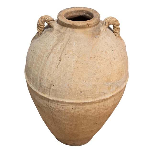 Italian Early 19th Century Terracotta Olive Oil Jar from Naples, Twisted Handles For Sale