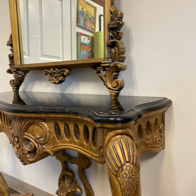 Rococo Style Mirror and Marble Gilded Console Table Set 2 Pieces Chairish