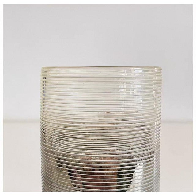 Mid-Century Modern 1980s Gradual Ribbed Glass Vase For Sale - Image 3 of 5