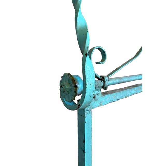Turquoise Antique Iron Mercantile Hanging Sign Frame in Turquoise For Sale - Image 8 of 18