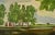 850 Oak Trees With Red Barn, Mid-Century Pastoral Summer Landscape For Sale - Image 4 of 8