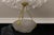 Metal French Art Deco White Frosted Glass and Bronze Pendant Light with Floral Motifs, 1930s For Sale - Image 7 of 18