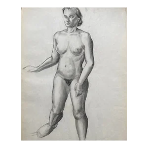 1930s James Wilson Standing Female Nude Drawing