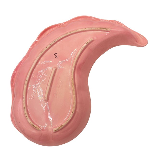 1950s 1950s Mid-Century Modern California Pottery Chips & Dip Tray Pink Banana Leaf by Valley Vista For Sale - Image 5 of 6