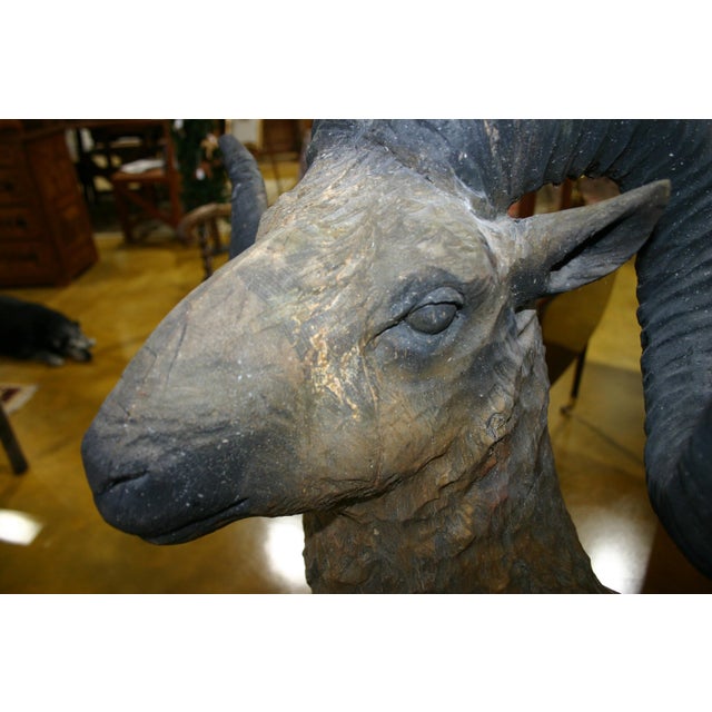 Antique Folk Art, Carved Life Size Mountain Goat - Ram For Sale - Image 9 of 15