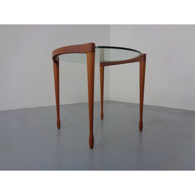 Giotto Glass and Cherry Wood Side Table by Tarcisio Colzoni for Porada, Italy, 1990s For Sale - Image 13 of 13