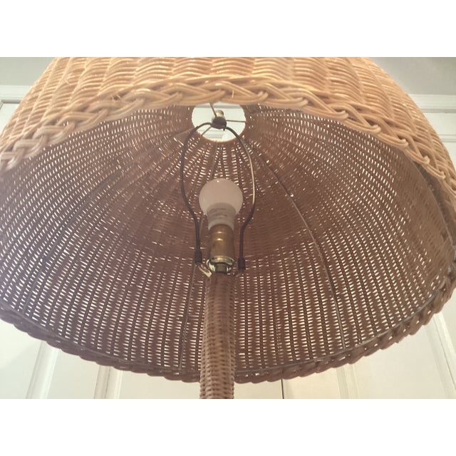 Vintage Rattan Umbrella Shaped Floor Lamp For Sale - Image 4 of 12