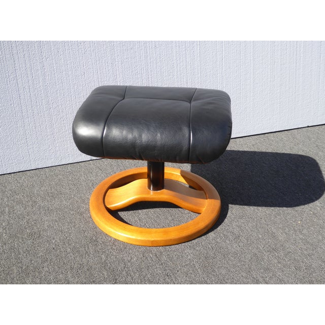 Vintage Mid Century Hjellegjerde Mobler Norway Black Recliner Chair Ottoman Chairish