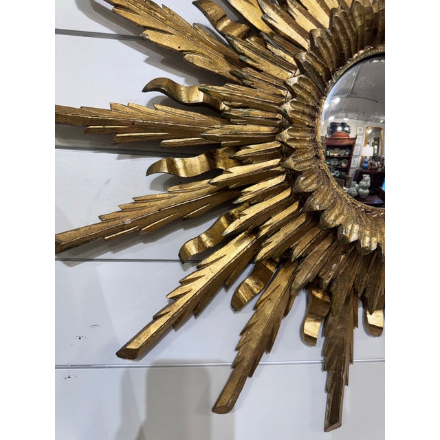 Vintage French Sunburst Convex Mirror For Sale In Nashville - Image 6 of 9