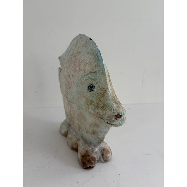Vintage Hand-Carved Wooden Fish Sculpture – Coastal Sculptural Decor For Sale In Orlando - Image 6 of 14