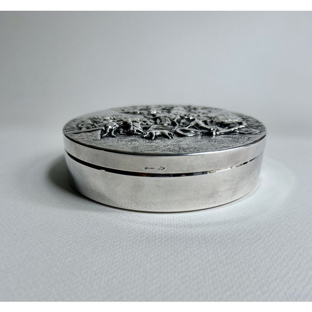 Mid 20th Century Hans Jensen Denmark Velvet Lined Repousse .800 Silver Box For Sale - Image 17 of 17