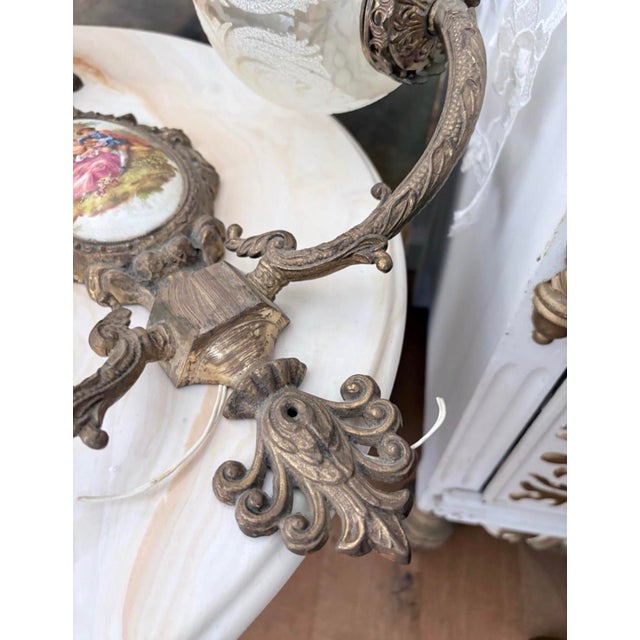 Mid 20th Century Vintage French Rococo Style Double-Arm Wall Sconces - Pair For Sale - Image 5 of 10