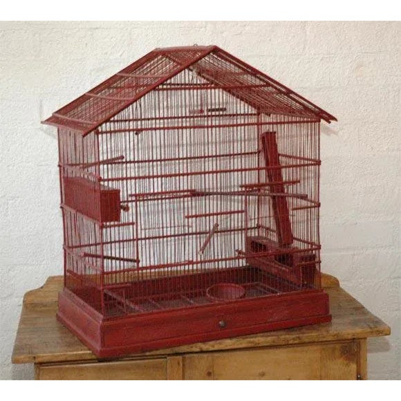 Vintage Wire & Wood Birdcage For Sale - Image 4 of 9