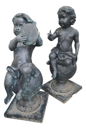 Decorative Bronze Musical Cherubs for Garden, 1980, Set of 4
