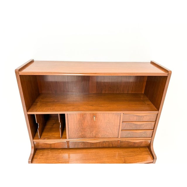 Walnut Secretary with Wave Front by Erling Torvits, Denmark, 1960s For Sale - Image 10 of 11
