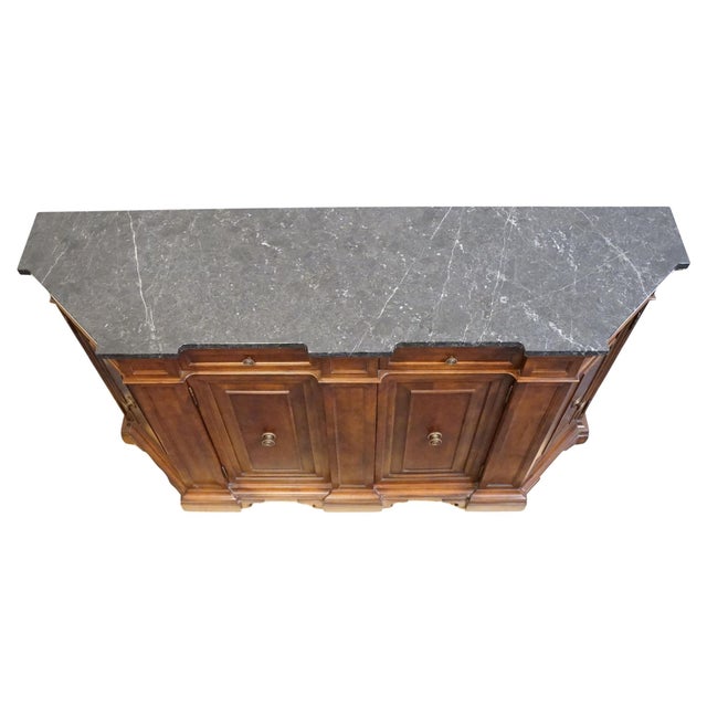 Late 20th Century Bernhardt Furniture Solid Cherry Contemporary Italian Neoclassical Tuscan Style 73" Buffet W. Granite Top 802-133 For Sale - Image 5 of 16