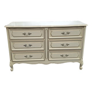 Mid 20th Century French Provincial Style Cream Painted and Partial Gilt Double Dresser For Sale