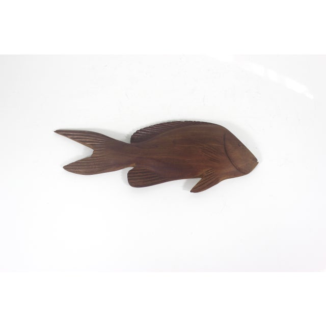 Vintage Hand Carved Wood Fish Wall Decor For Sale - Image 4 of 12